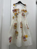 Lady Noble Floral Appliques Silk Linen Strap Dress