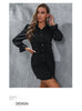 2023 Spring Long Sleeve Sheath Cardigan Shirt Dress Female  Long Sleeve Black Office Lady Short Mini Dresses