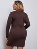 Knitted Long Sleeves Mini Dress Women 2023 Spring Sexy V Neck Button Solid Plus Size Casual Bodycon Dresses Woman
