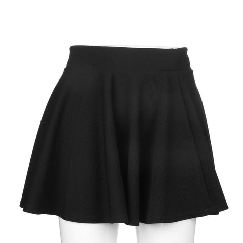 Scho Girls Short Skirt Women's Stretch Waist A-Line Flared Pleated Plain Skater High Waist Causal Skirts Female Bottoms