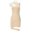 X21ds737 women's clothing 2023 spring pure color sexy neck matching mesh hollow out dress