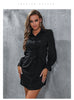 2023 Spring Long Sleeve Sheath Cardigan Shirt Dress Female  Long Sleeve Black Office Lady Short Mini Dresses
