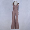 New Fashion Bandage Jumpsuits Sexy Sleeveless Full Length Boot Cut Rompers Women Winter Bodycon Club Party Jumpsuit