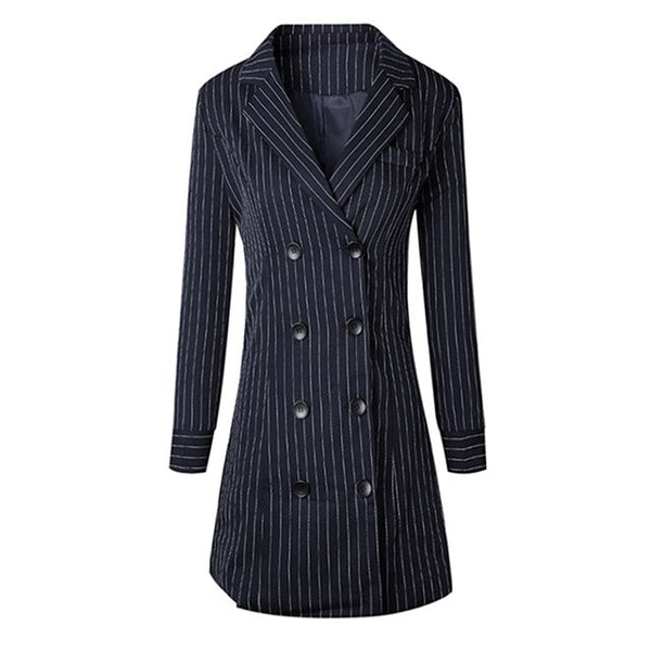 New Fashion Women Jackets Long Sleeve Slim Celebrity Blazers 2022 Blue Striped Jacket Elegant Summer Office Jacket Coat