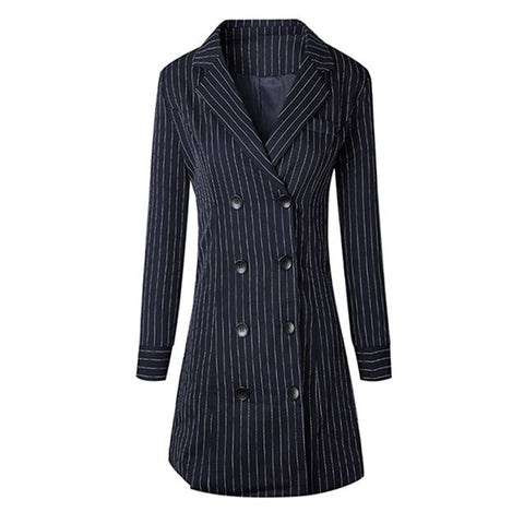 New Fashion Women Jackets Long Sleeve Slim Celebrity Blazers 2022 Blue Striped Jacket Elegant Summer Office Jacket Coat