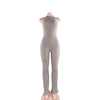 Rompers Women Jumpsuit 2022 New Fashion Sleeveless Sexy Backless Round Neck Knitted Bodycon Grey Long Pant Jumpsuits