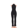 Rompers Women Jumpsuit 2022 New Fashion Sleeveless Sexy Backless Round Neck Knitted Bodycon Grey Long Pant Jumpsuits
