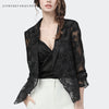 See Through Burn-Out Flower Organza Blazer Women Short Loose Unbuttoned Outwear Summer Sun Protection Lightweight Casual Coat