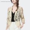 See Through Burn-Out Flower Organza Blazer Women Short Loose Unbuttoned Outwear Summer Sun Protection Lightweight Casual Coat