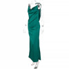 Tawnie 2023 Summer Backless Chain Satin Maxi Dress Women Sexy Elegant Strap Sleeveless Green Y2K Off Shoulder Bodycon Dresses