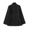 SeeBeautiful Casual Stitching Ribbon Buckle Waist Loose Blazer Coat Notched Long Sleeve 2022 Spring Women E013
