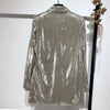 SeeBeautiful 2023 Autumn Winter Sequin Notched Long Sleeve Double Breasted Pockets Loose Coat Single Suit Woman Q579