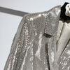 SeeBeautiful 2023 Autumn Winter Sequin Notched Long Sleeve Double Breasted Pockets Loose Coat Single Suit Woman Q579