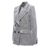 SeeBeautiful 2023 Autumn Winter Sequins Notched Long Sleeve Double Breasted Pocket Loose Coat Single Suit Women Q313