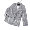 SeeBeautiful 2023 Autumn Winter Sequins Notched Long Sleeve Double Breasted Pocket Loose Coat Single Suit Women Q313