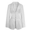 SeeBeautiful Sexy Notched Collar Long Sleeve Pockets Stitching Waist Hasp Blazer Coat Summer 2023 Spring Women M628