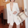 SeeBeautiful Sexy Notched Collar Long Sleeve Pockets Stitching Waist Hasp Blazer Coat Summer 2023 Spring Women M628