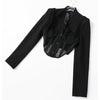 SeeBeautiful Simple V-neck Long Sleeve Hollow Out Lace Spliced Loose Blazer Coat Woman Spring 2023 Tide T068