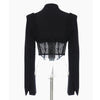 SeeBeautiful Simple V-neck Long Sleeve Hollow Out Lace Spliced Loose Blazer Coat Woman Spring 2023 Tide T068
