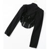 SeeBeautiful Simple V-neck Long Sleeve Hollow Out Lace Spliced Loose Blazer Coat Woman Spring 2023 Tide T068
