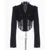 SeeBeautiful Simple V-neck Long Sleeve Hollow Out Lace Spliced Loose Blazer Coat Woman Spring 2023 Tide T068