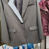 SeeBeautiful Striped Stitching Denim Loose Blazer Coat Notched Long Sleeve Single Button 2023 Autumn Woman Tide Q683