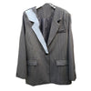 SeeBeautiful Striped Stitching Denim Loose Blazer Coat Notched Long Sleeve Single Button 2023 Autumn Woman Tide Q683
