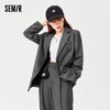 Semir Coat Women Medium And Long Style Loose Personality 2023 Autumn And Winter Letters Casual Suit Girls Commuting Fashion