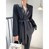 Senior Grey Pants Suits Women 2022 Autumn Leisure Brand Casual Two Piece Sets OL Wear