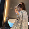 Sequin Designer Hole Ripped Jacket Women Single Button Loose Blazer Streetwear Hip Hop Long Sleeve Outerwear Female