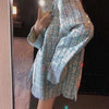 Sequin Designer Hole Ripped Jacket Women Single Button Loose Blazer Streetwear Hip Hop Long Sleeve Outerwear Female