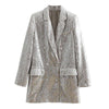 Sequin Suit Women 2023 Personality Street Style BlingBling Temperament Double-breasted Asymmetric Mid-length Suit