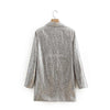 Sequin Suit Women 2023 Personality Street Style BlingBling Temperament Double-breasted Asymmetric Mid-length Suit