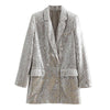 Sequin Suit Women 2023 Personality Street Style BlingBling Temperament Double-breasted Asymmetric Mid-length Suit