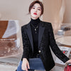 Sequined Blazer Women 2023 Spring One Button Slim Designer Office Ladies Glitter Suit Jacket Plus Size Blazer Coat Black Khaki