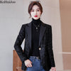 Sequined Blazer Women 2023 Spring One Button Slim Designer Office Ladies Glitter Suit Jacket Plus Size Blazer Coat Black Khaki
