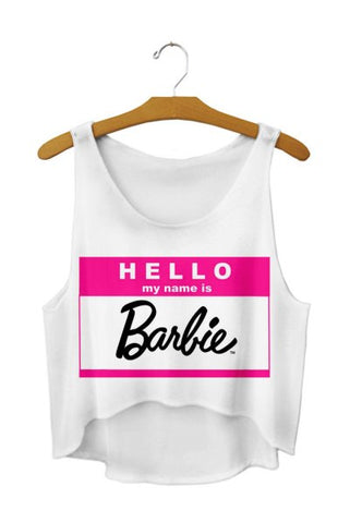 Hello My Na Is Barbie Harajuku Letter Crop Tops Loose Vest Sexy Fitness Personality Short Tank Top Slim Vest F670