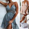 Sexy Backless Boho Beach Dress Women Summer 2022 Elegant Florl Print Bandage Mini Dress Women Casual Lace Patchwork Party Dress