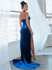 Sexy Backless Corset High Slit Elegant Velvet Evening Gown Dress Women 2023 Solid Party Club Formal Long Maxi Dresses