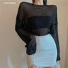 Sexy Backless Hollow Cross Pearl Knit Pullovers European Women 2023 Spring Fall Long Sleeve Sweater Clothing Sweet Girl