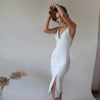 Sexy Backless White Party Dress For Women Spaghetti Strap High Split Slim Sheath 2022  Spring