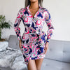 Sexy Bandage Shirt Dress Women Floral Print Long Sleeve Irregular Mini Dress Casual Summer Dresses For Women 2023 Robe Femme été
