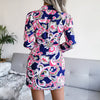 Sexy Bandage Shirt Dress Women Floral Print Long Sleeve Irregular Mini Dress Casual Summer Dresses For Women 2023 Robe Femme été