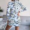 Sexy Bandage Shirt Dress Women Floral Print Long Sleeve Irregular Mini Dress Casual Summer Dresses For Women 2023 Robe Femme été