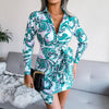 Sexy Bandage Shirt Dress Women Floral Print Long Sleeve Irregular Mini Dress Casual Summer Dresses For Women 2023 Robe Femme été