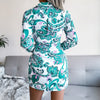 Sexy Bandage Shirt Dress Women Floral Print Long Sleeve Irregular Mini Dress Casual Summer Dresses For Women 2023 Robe Femme été
