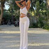 Sexy Bandage Tops Long Pants Sets Women Halter Top Trouser Two-Piece Suit Y2K Summer Backless Vest Slim Pants Suit