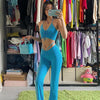 Sexy Bandage Tops Long Pants Sets Women Halter Top Trouser Two-Piece Suit Y2K Summer Backless Vest Slim Pants Suit