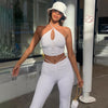 Sexy Bandage Tops Long Pants Sets Women Halter Top Trouser Two-Piece Suit Y2K Summer Backless Vest Slim Pants Suit