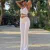 Sexy Bandage Tops Long Pants Sets Women Halter Top Trouser Two-Piece Suit Y2K Summer Backless Vest Slim Pants Suit